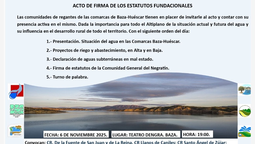 Acto de Firma de los Estatutos Fundacionales de la Comunidad General de Regantes del Negratín