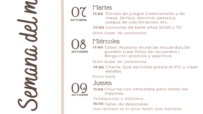 Cartel Cronograma de Semana del Mayor Cartel Cronograma de Semana del Mayor